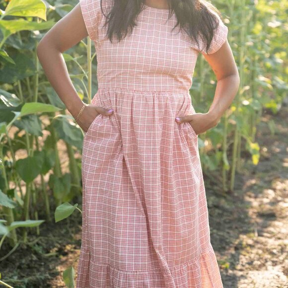 Little Cottonwood Golden Hour Lily Sleeveless Dress in Pink Plaid - Picture 9 of 9